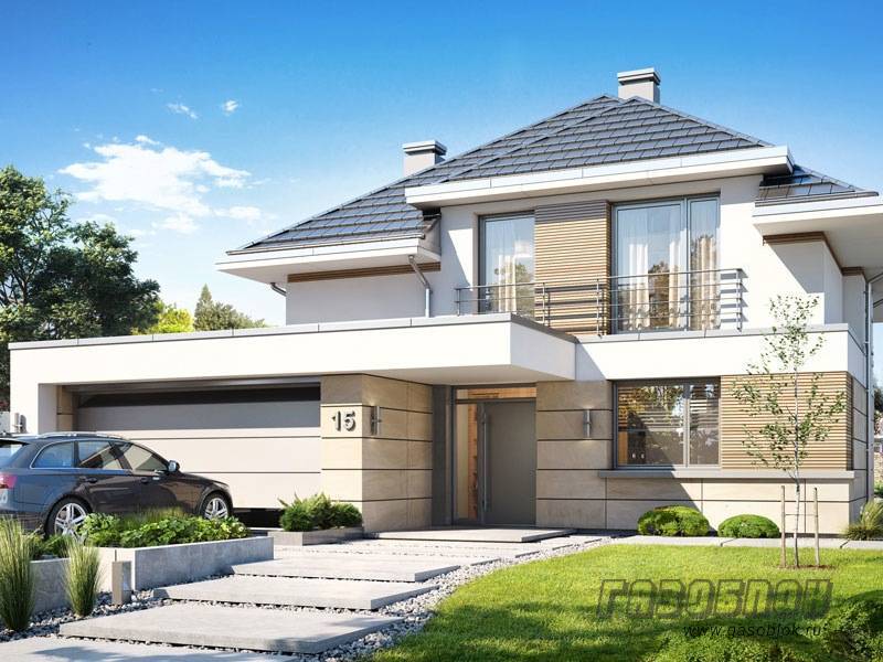 Проект дома из газобетона с гаражом ГД-233м готовый – площадь 233/93 м2, фото 1