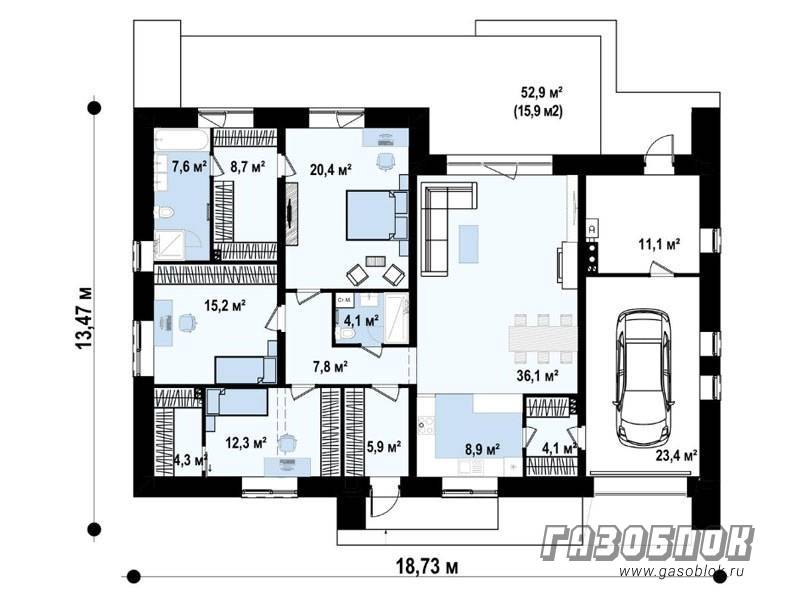 Проект дома из газобетона с камином ГД-170м готовый – площадь 170/93 м2, фото 7