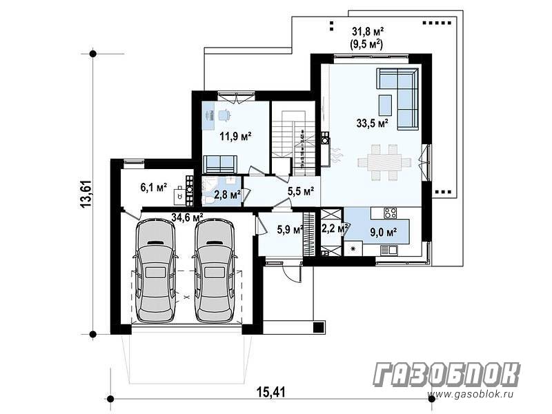 Проект дома из газобетона с подвалом ГД-306м готовый – площадь 306/180 м2, фото 4