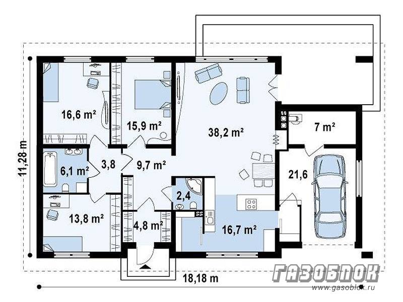 Проект дома из газобетона с камином ГД-157м готовый – площадь 157/101 м2, фото 8
