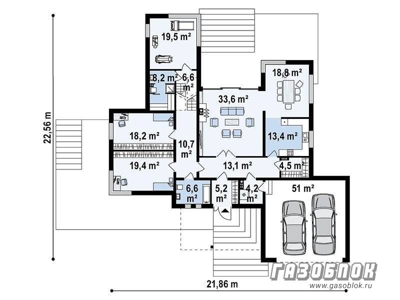 Проект дома из газобетона с гаражом ГД-258м готовый – площадь 258/142 м2, фото 7