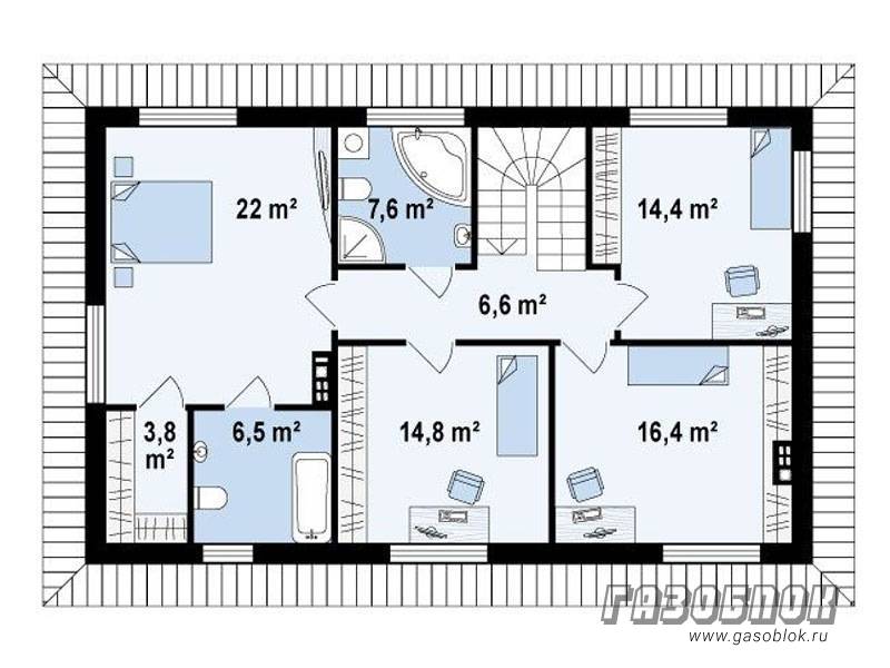Проект дома из газобетона с чердаком ГД-182м готовый – площадь 182/131 м2, фото 4