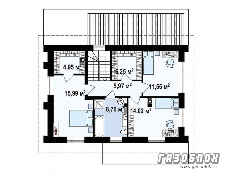 Проект двухэтажного дома из газобетона ГД-139м готовый – площадь 139/90 м2, фото 6