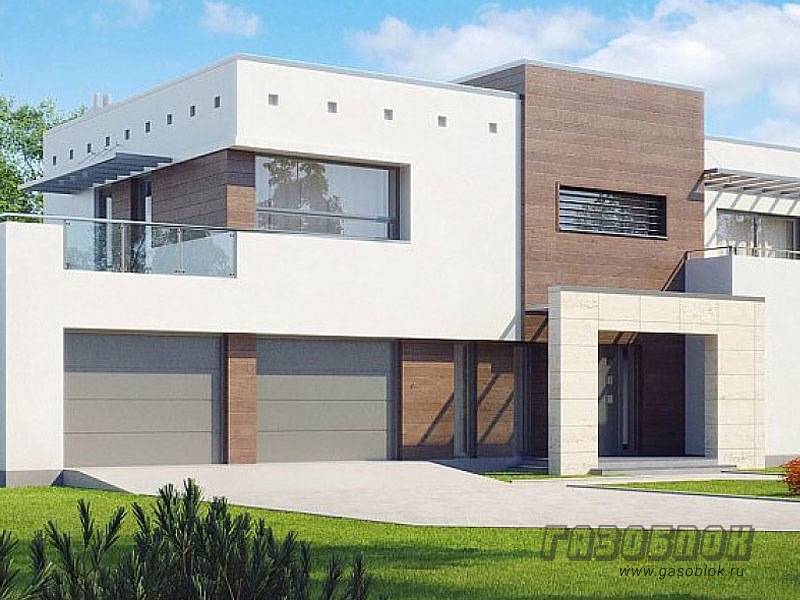 Проект дома из газобетона с плоской крышей ГД-467 готовый – площадь 467/161 м2, фото 1