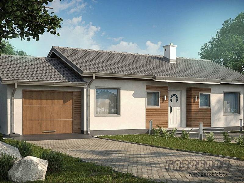 Проект дома из газобетона с гаражом ГД-107м готовый – площадь 107/65 м2, фото 1