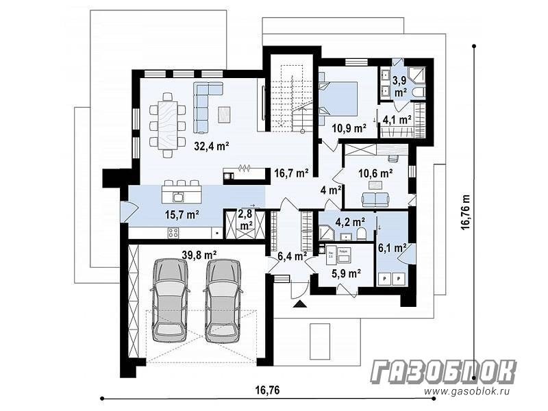 Проект дома из газобетона с плоской крышей ГД-212 готовый – площадь 212/100 м2, фото 7