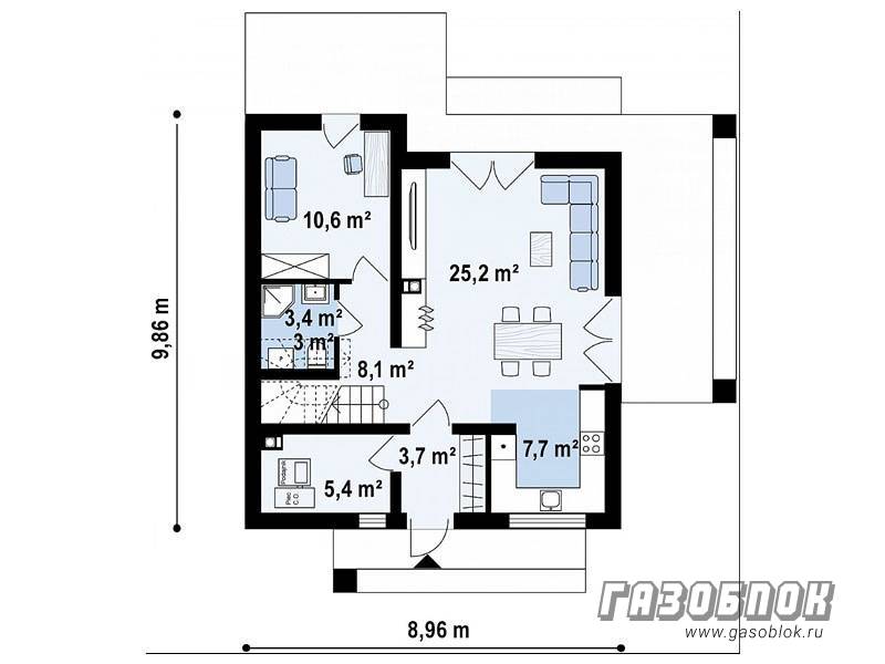 Мансардный проект дома из газобетона ГД-120м готовый – площадь 120/74 м2, фото 6