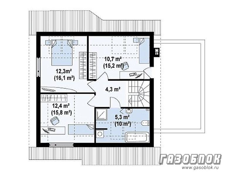 Проект мансардного дома из газобетона ГД-152м готовый – площадь 152/91 м2, фото 7