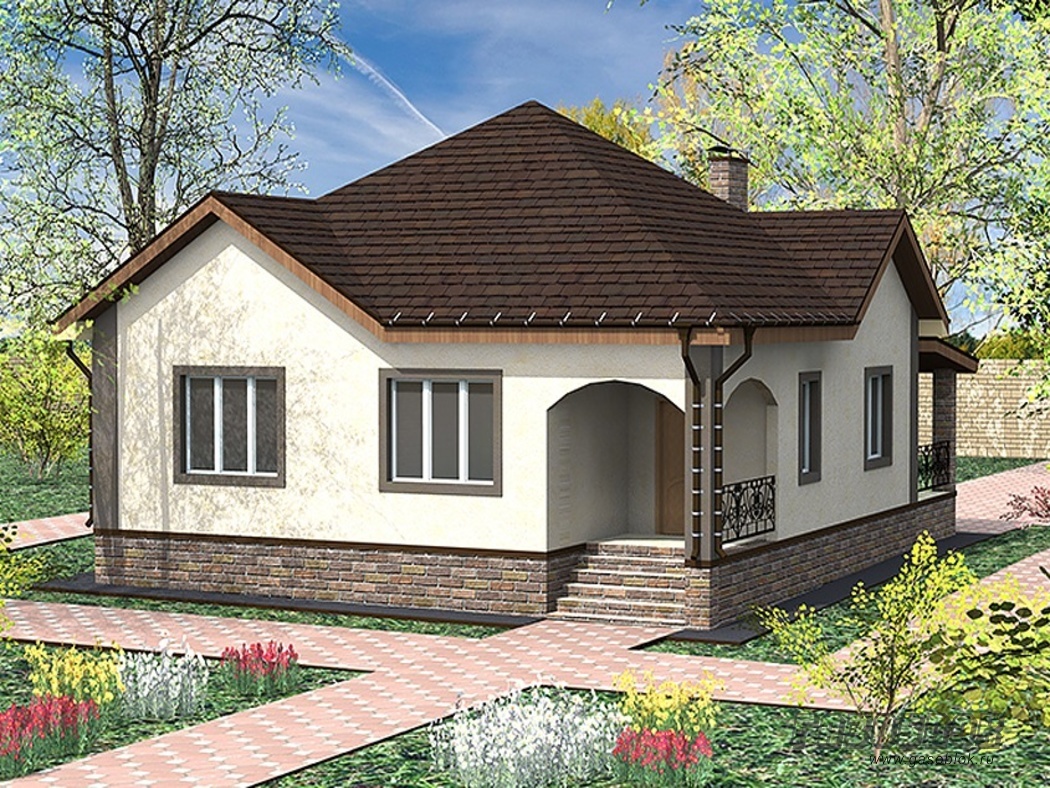 Проект дома из газобетона с чердаком ГД-96м готовый, площадью 96/58 м2