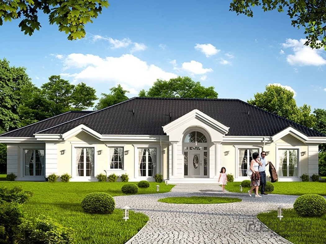 Проект дома из газобетона с террасой ГД-255м готовый, площадью 255/140 м2